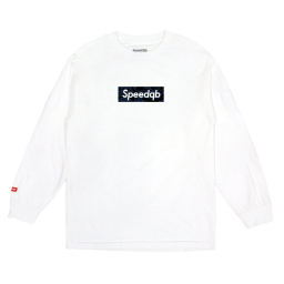 SpeedQB Blue Glitch Box T-shirt, Longsleeve - White