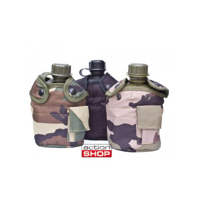                             US polymer water canteen pouch with cup and cover, flecktarn                        