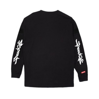 SPEEDQB SUPRA (WHITE LOGO) - BLACK LS TEE                    