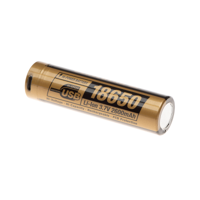 18650 Battery 3.7V 2600mAh Micro-USB                    