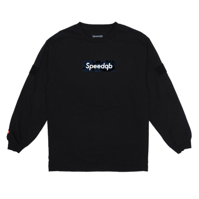                             SpeedQB Blue Glitch Box T-shirt, Longsleeve - Black                        